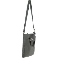 Zip Top Leather Cross Body Bag Green: SB Buckle -Luxe Style Central ashwood zip top leather cross body bag green sb buckle p6041 21655 image