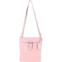 Zip Top Leather Cross Body Bag Rose Pink: SB Buckle