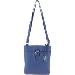 Zip Top Leather Cross Body Bag Royal Blue: SB Buckle
