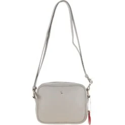 Zip Top Leather Cross Body Bag Taupe: 63594