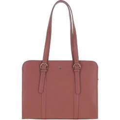 Zip Top Leather Handbag Salmon: A4 Buckle