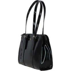 Zip Top Patent Leather Handbag Black: A4 Buckle -Luxe Style Central ashwood zip top patent leather handbag black a4 buckle p5305 19315 image