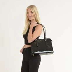 Front Page -Luxe Style Central ashwood zip top patent leather handbag black a4 buckle p5305 23029 image