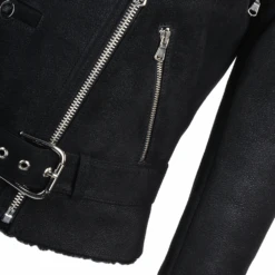 Belted Biker 2-in-1 Biker Pilot Jacket Black/snu : Luna -Luxe Style Central belted biker 2 in 1 biker pilot jacket black snu luna p1492 6698 image