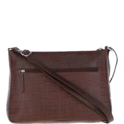 Bridge Croc Print Leather Shoulder Bag Brandy/croc: MC2 -Luxe Style Central bridge croc print leather shoulder bag brandy croc mc2 p6834 25251 image