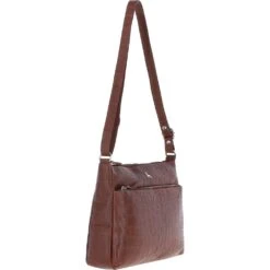 Bridge Croc Print Leather Shoulder Bag Cognac/croc: MC2 -Luxe Style Central bridge croc print leather shoulder bag cognac croc mc2 p6835 25262 image