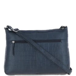 Bridge Croc Print Leather Shoulder Bag Navy/croc: MC2 -Luxe Style Central bridge croc print leather shoulder bag navy croc mc2 p6836 25269 image