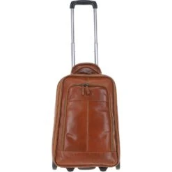Cabin Size Columbian Leather Weekend Trolley Tan : 8148
