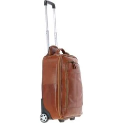 Cabin Size Columbian Leather Weekend Trolley Tan : 8148 -Luxe Style Central cabin size columbian leather weekend trolley tan 8148 p7641 27563 image
