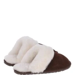 Classic Ladies Suede Sheepskin Slippers Brown -Luxe Style Central classic ladies suede sheepskin slippers brown p3127 13829 image