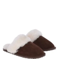 Classic Ladies Suede Sheepskin Slippers Brown -Luxe Style Central classic ladies suede sheepskin slippers brown p3127 13830 image