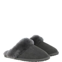 Classic Ladies Suede Sheepskin Slippers Gray -Luxe Style Central classic ladies suede sheepskin slippers gray p3129 17318 image