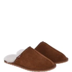 Classic Mens Suede Sheepskin Slippers Chestnut -Luxe Style Central classic mens suede sheepskin slippers chestnut p3135 28499 image