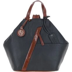 Convertible Leather Tote Backpack Black/tan: 62833