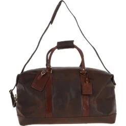 Cow Oily Leather Large Weekend Holdall Brown/Brandy: FEN-786