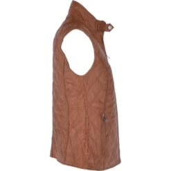 Diamond Quilted Leather Gilet Cognac : Hampton -Luxe Style Central diamond quilted leather gilet cognac hampton p2594 11440 image