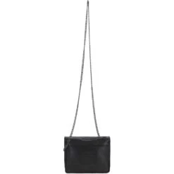 Dipped Leather Cross Body Bag With Chain Strap Black: R-11 -Luxe Style Central dipped leather cross body bag with chain strap black r 11 p5448 19705 image