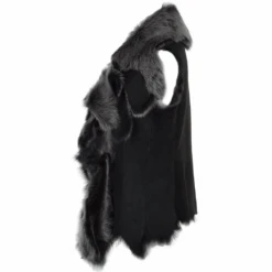 Double Collar Suede Leather Gilet Black/brissa : Pegasus -Luxe Style Central double collar suede leather gilet black brissa pegasus p1533 6860 image