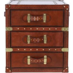 Exquisite Vintage Bedside Leather Drawer Chestnut: TBZ1UCO578