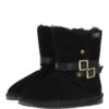 Classic 8" Suede Sheepskin Belt Boots : Black