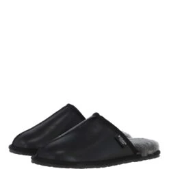 Classic Mens Slippers Black Nap/grey
