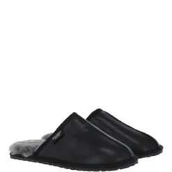 Classic Mens Slippers Black Nap/grey -Luxe Style Central fenland classic mens slippers black nap grey p4094 17562 image