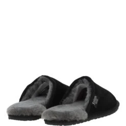 Classic Mens Suede Sheepskin Slippers Black/gray -Luxe Style Central fenland classic mens suede sheepskin slippers black gray p4095 17576 image