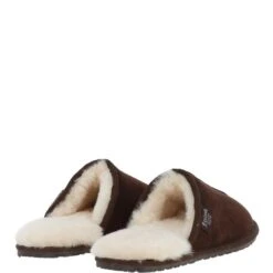 Classic Mens Suede Sheepskin Slippers Brown -Luxe Style Central fenland classic mens suede sheepskin slippers brown p3134 17541 image