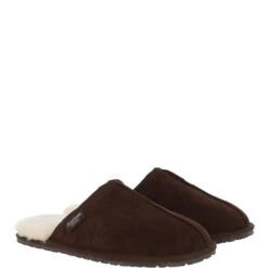 Classic Mens Suede Sheepskin Slippers Brown -Luxe Style Central fenland classic mens suede sheepskin slippers brown p3134 17542 image