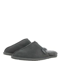 Classic Mens Suede Sheepskin Slippers Grey