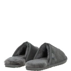 Classic Mens Suede Sheepskin Slippers Grey -Luxe Style Central fenland classic mens suede sheepskin slippers grey p3136 17546 image