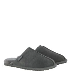 Classic Mens Suede Sheepskin Slippers Grey -Luxe Style Central fenland classic mens suede sheepskin slippers grey p3136 17547 image