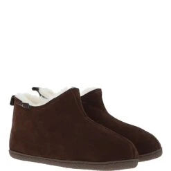 Classic Suede Sheepskin Bootie Slippers Brown : BOS Slippers -Luxe Style Central fenland classic suede sheepskin bootie slippers brown bos slippers p4184 17885 image
