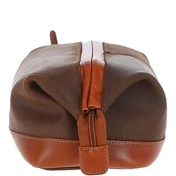 Cow Oily Leather Wash Bag Brown/Tan Buff: FEN-787 -Luxe Style Central fenland cow oily leather wash bag brown tan buff fen 787 p5707 20293 image