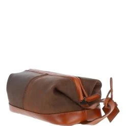 Cow Oily Leather Wash Bag Brown/Tan Buff: FEN-787 -Luxe Style Central fenland cow oily leather wash bag brown tan buff fen 787 p5707 20295 image