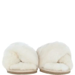 Ladies Sheepskin Crossover Slippers Natural: FCS