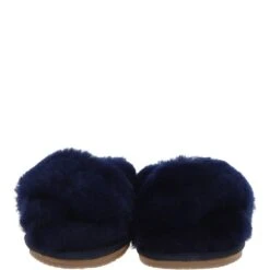 Ladies Sheepskin Crossover Slippers Navy: FCS