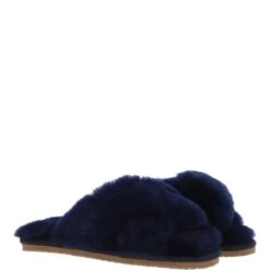 Ladies Sheepskin Crossover Slippers Navy: FCS -Luxe Style Central fenland ladies sheepskin crossover slippers navy fcs p6004 21484 image