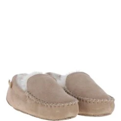 Ladies Suede Sheepskin Loafers Beige: FLSL -Luxe Style Central fenland ladies suede sheepskin loafers beige flsl p6007 21461 image