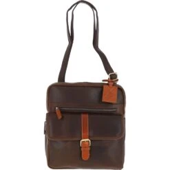 Medium Cow Oily Leather Messenger Bag Brown/Tan Buff: FEN-783