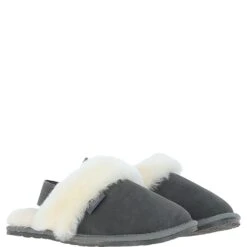 Real Sheepskin Wool Mule Slippers Grey: Elena -Luxe Style Central fenland real sheepskin wool mule slippers grey elena p8013 28530 image