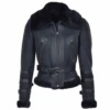 Fitted Sheepskin Aviator Flying Jacket Navy: Winnipeg -Luxe Style Central fitted sheepskin aviator flying jacket navy winnipeg p1451 6487 image