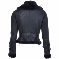 Fitted Sheepskin Aviator Flying Jacket Navy: Winnipeg -Luxe Style Central fitted sheepskin aviator flying jacket navy winnipeg p1451 6489 image