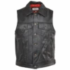 Four Pocket Sleeveless Leather Biker Jacket Black : Crusader -Luxe Style Central four pocket sleeveless leather biker jacket black crusader p976 4222 image