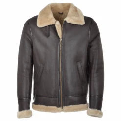 Hand Buffed Soft Sheepskin Pilot Jacket Brown/ Cream : Maxwell