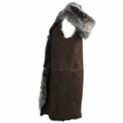 Hooded Long Suede Toscana Gilet Brown : Mariana -Luxe Style Central hooded long suede toscana gilet brown mariana p1308 5694 image