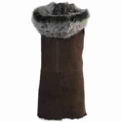 Hooded Long Suede Toscana Gilet Brown : Mariana -Luxe Style Central hooded long suede toscana gilet brown mariana p1308 5695 image