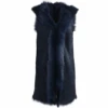Hooded Long Suede Toscana Gilet Ombre Blue : Mariana