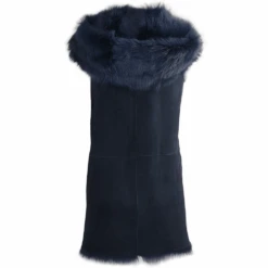 Hooded Long Suede Toscana Gilet Ombre Blue : Mariana -Luxe Style Central hooded long suede toscana gilet ombre blue mariana p1309 5700 image