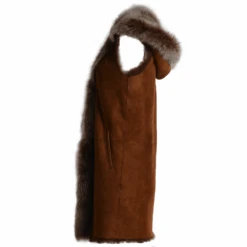 Hooded Long Suede Toscana Gilet Whisky: Mariana -Luxe Style Central hooded long suede toscana gilet whisky mariana p1353 5827 image